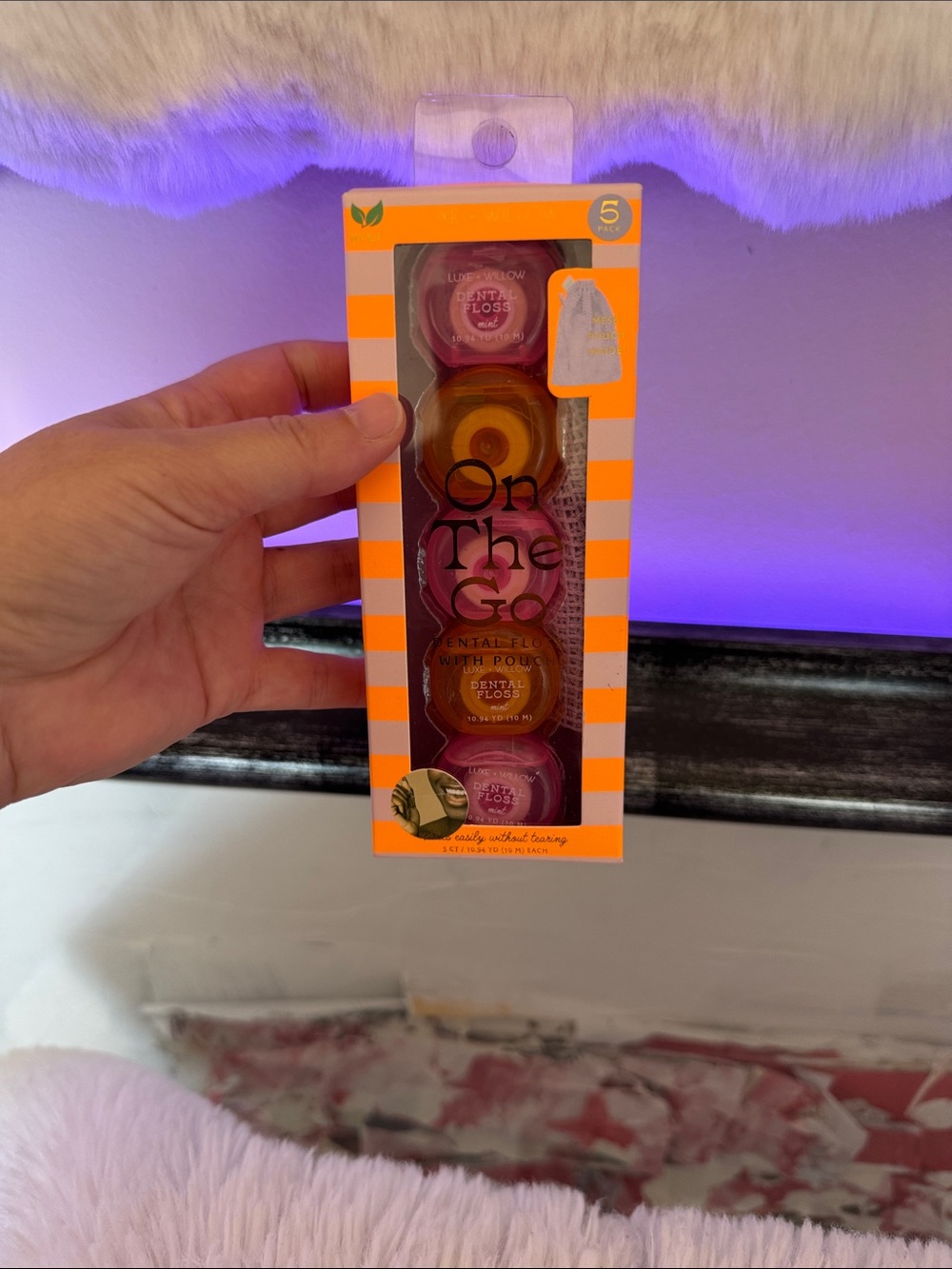 Pink and Orange Dental Floss Pods